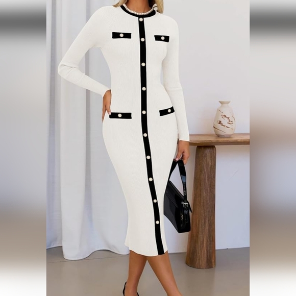 Source Unknown Dresses & Skirts - Elegant Cream and Black Dress